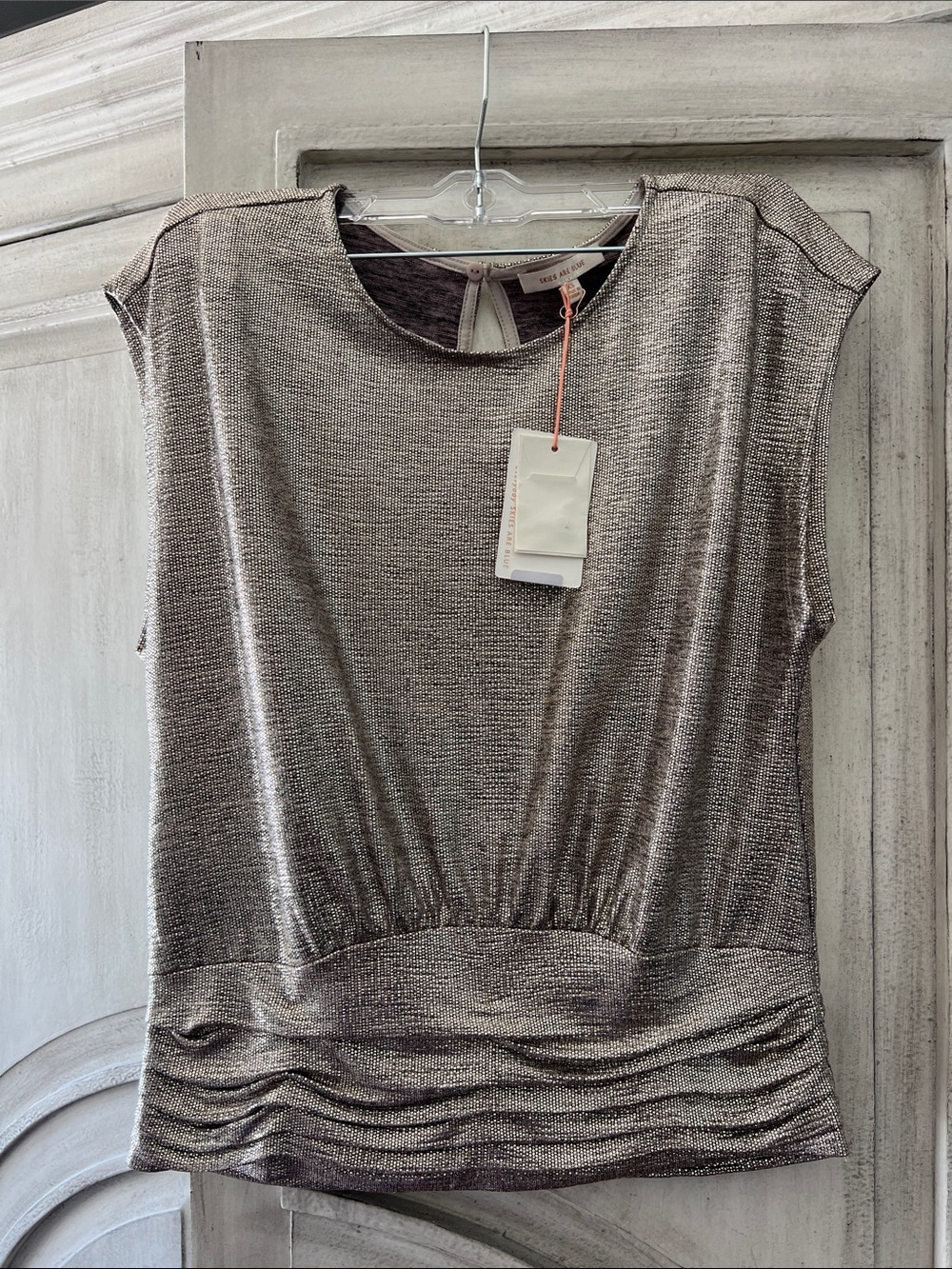 Skies are Blue Silver Shimmer Top XS